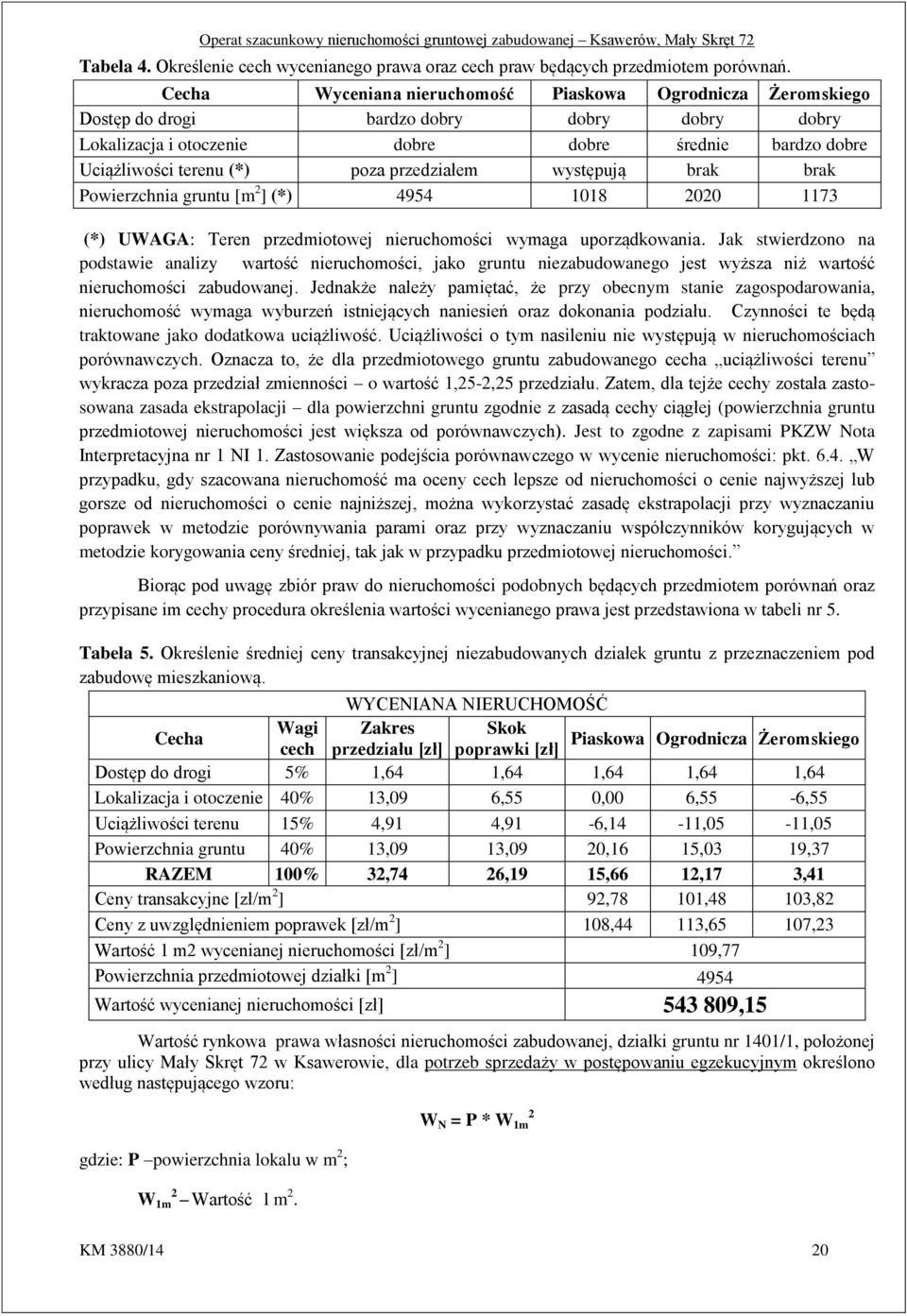 przedziałem występują brak brak Powierzchnia gruntu [m 2 ] (*) 4954 1018 2020 1173 (*) UWAGA: Teren przedmiotowej nieruchomości wymaga uporządkowania.