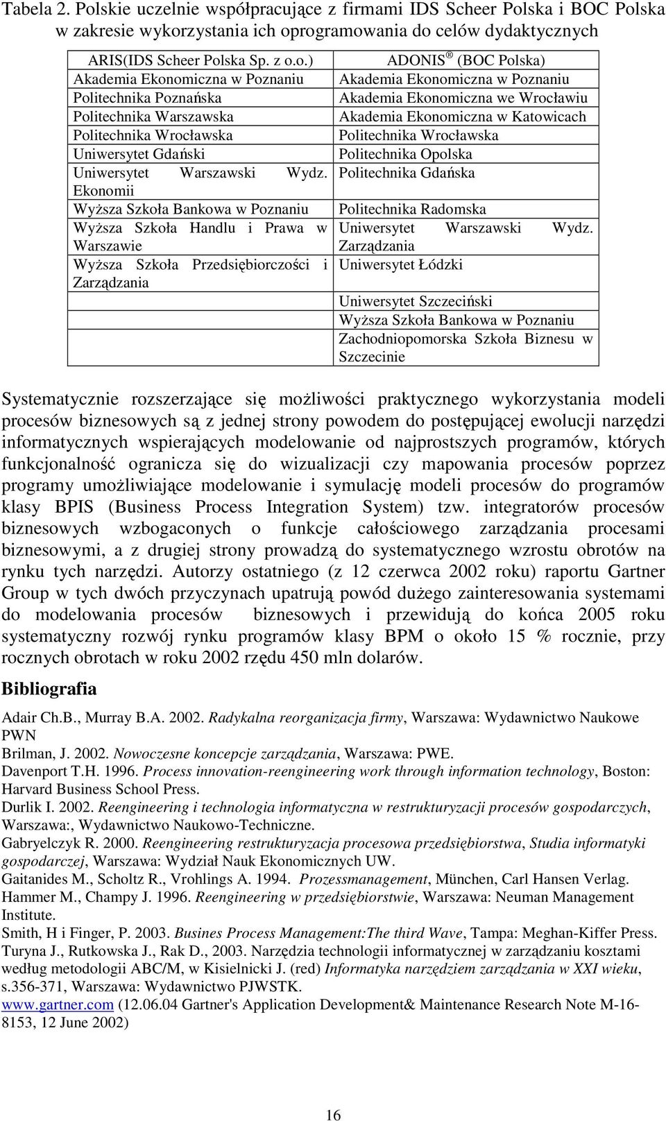 Ekonomiczna we Wrocławiu Akademia Ekonomiczna w Katowicach Politechnika Wrocławska Politechnika Opolska Politechnika Gdańska Politechnika Radomska Uniwersytet Warszawski Wydz.