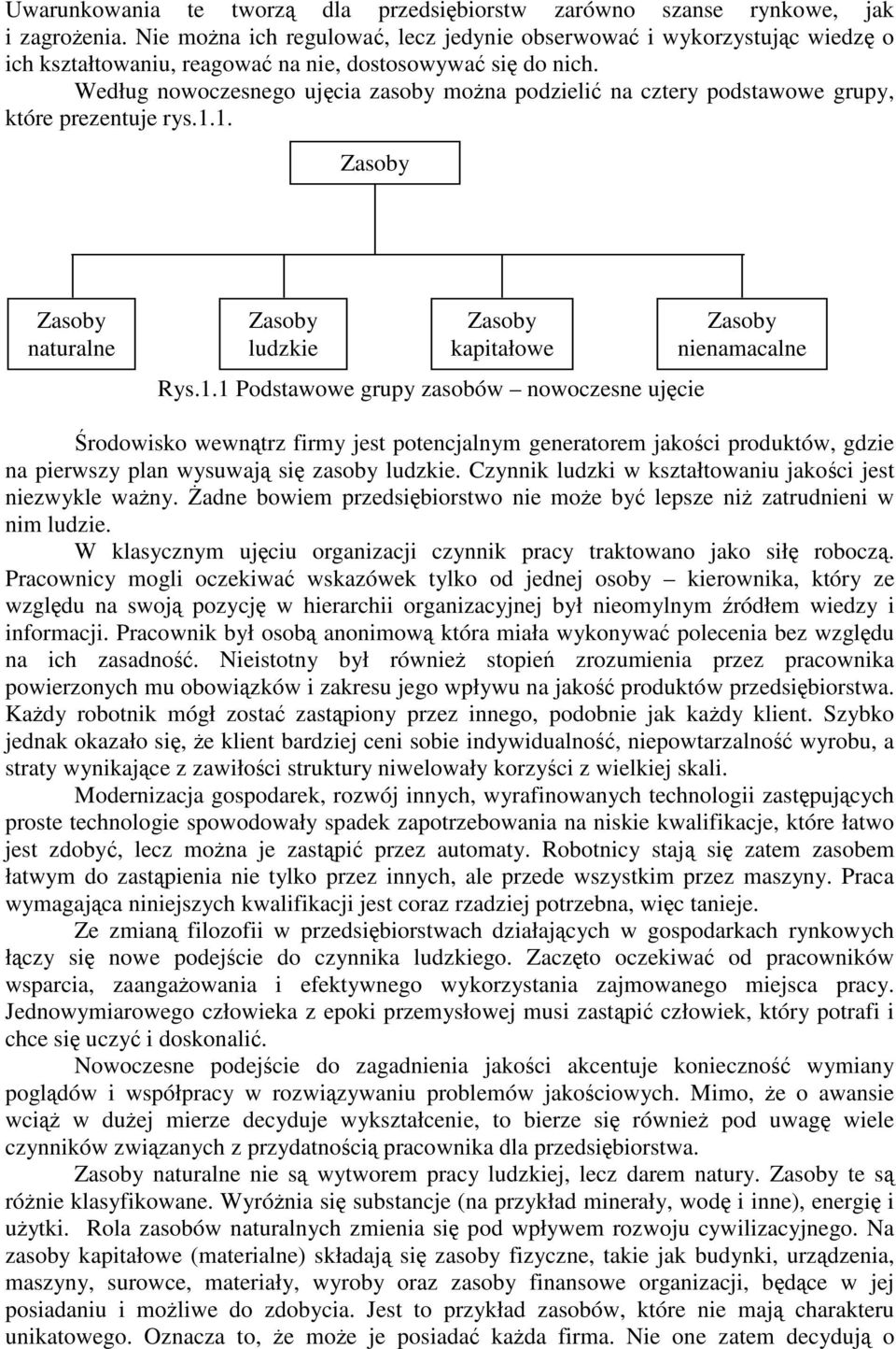 Według nowoczesnego ujcia zasoby mona podzieli na cztery podstawowe grupy, które prezentuje rys.1.