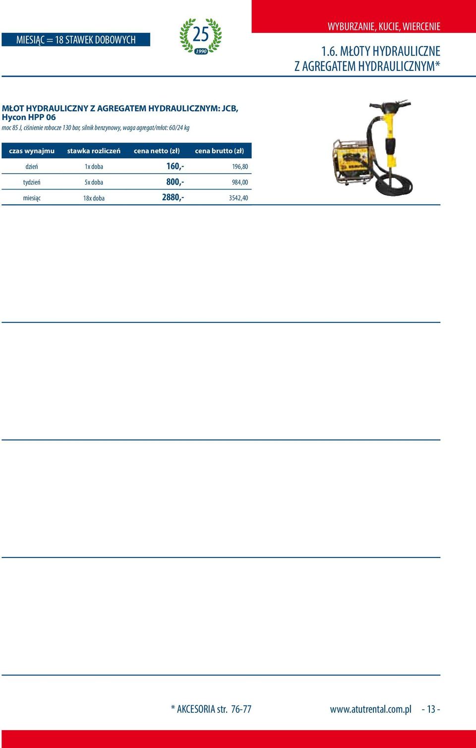 HYDRAULICZNYM: JCB, Hycon HPP 06 moc 85 J, ciśnienie robocze 130 bar, silnik