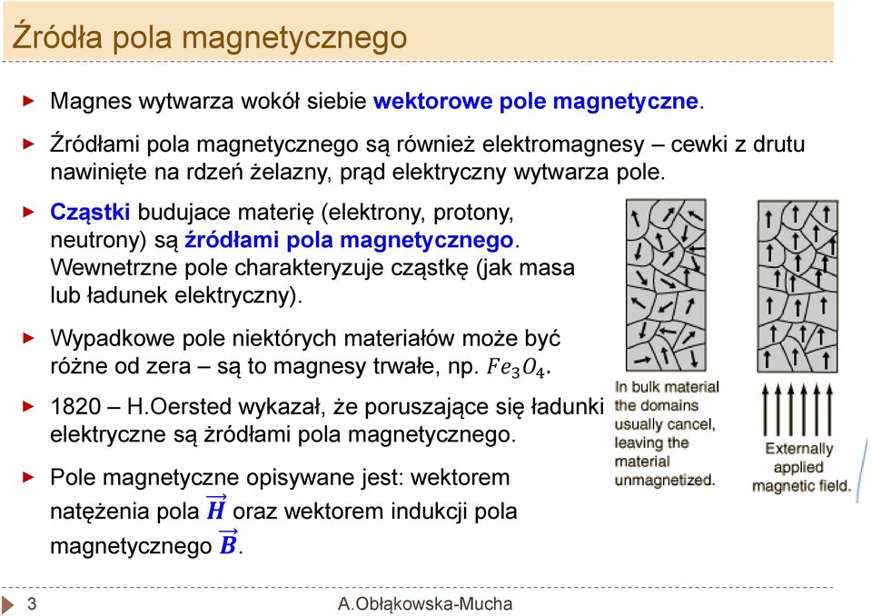 Cząstki budujace materię (elektrony, protony, neutrony) są źródłami pola magnetycznego. Wewnetrzne pole charakteryzuje cząstkę (jak masa lub ładunek elektryczny).