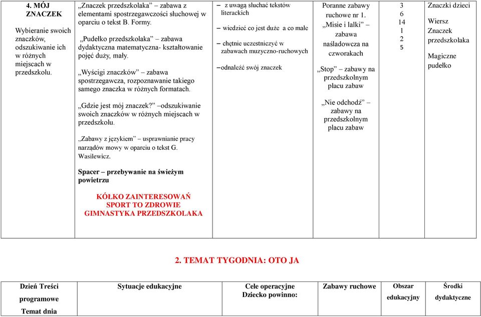 literackich wiedzieć co jest duże a co małe ch muzyczno-ruchowych odnaleźć swój znaczek ruchowe nr.