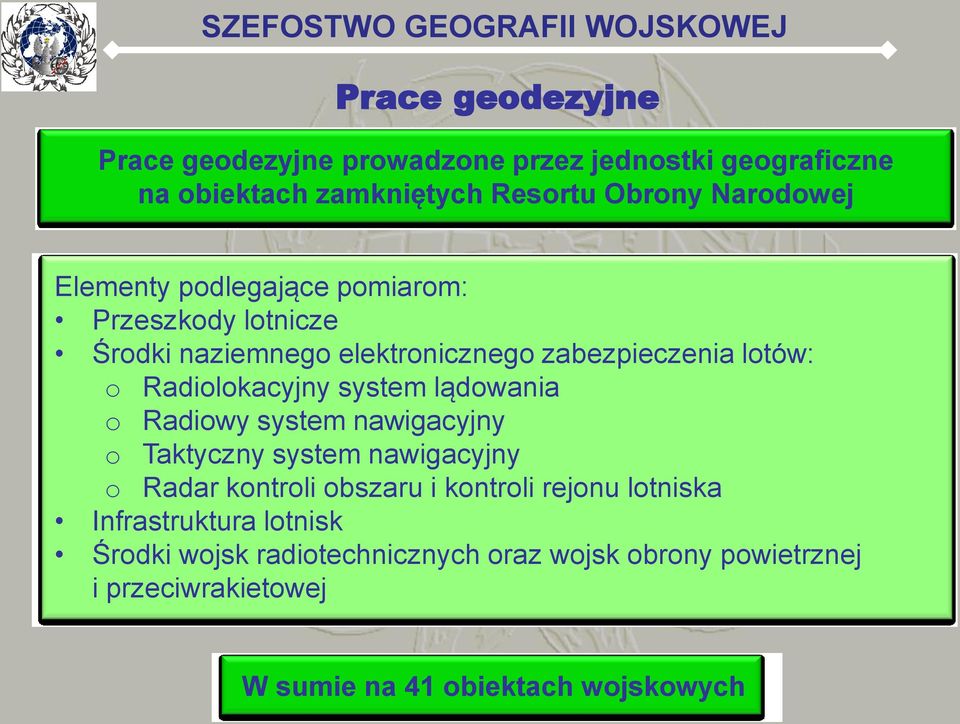 system lądowania o Radiowy system nawigacyjny o Taktyczny system nawigacyjny o Radar kontroli obszaru i kontroli rejonu lotniska