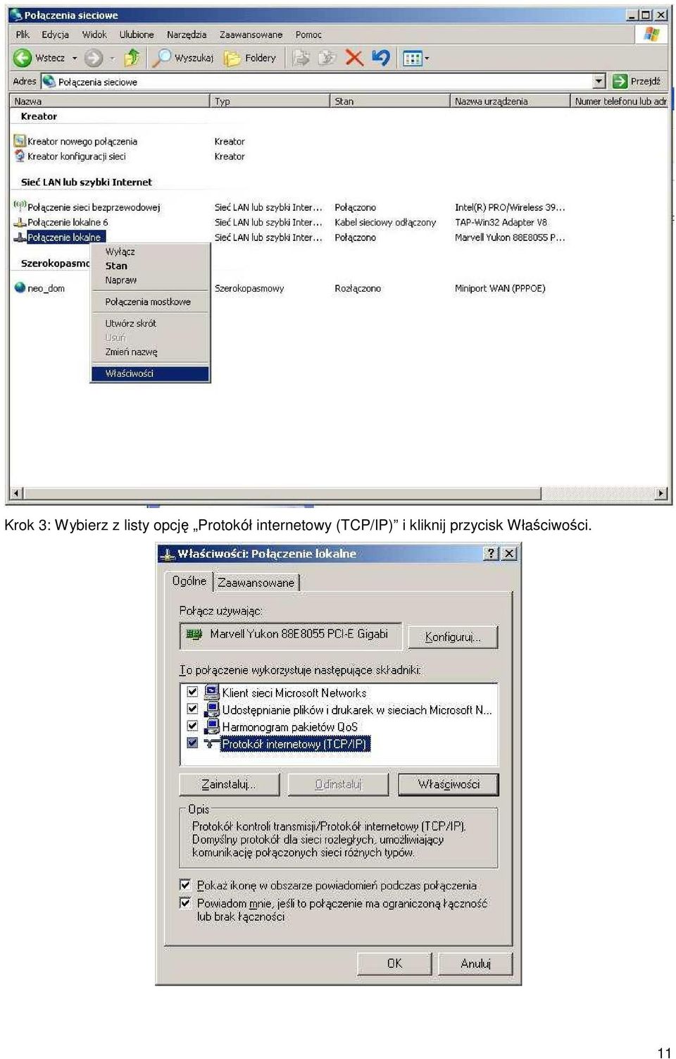 internetowy (TCP/IP) i