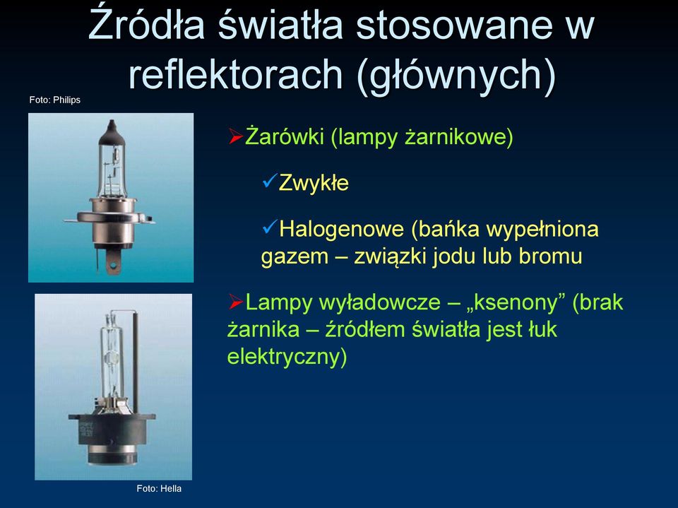 wypełniona gazem związki jodu lub bromu Lampy wyładowcze