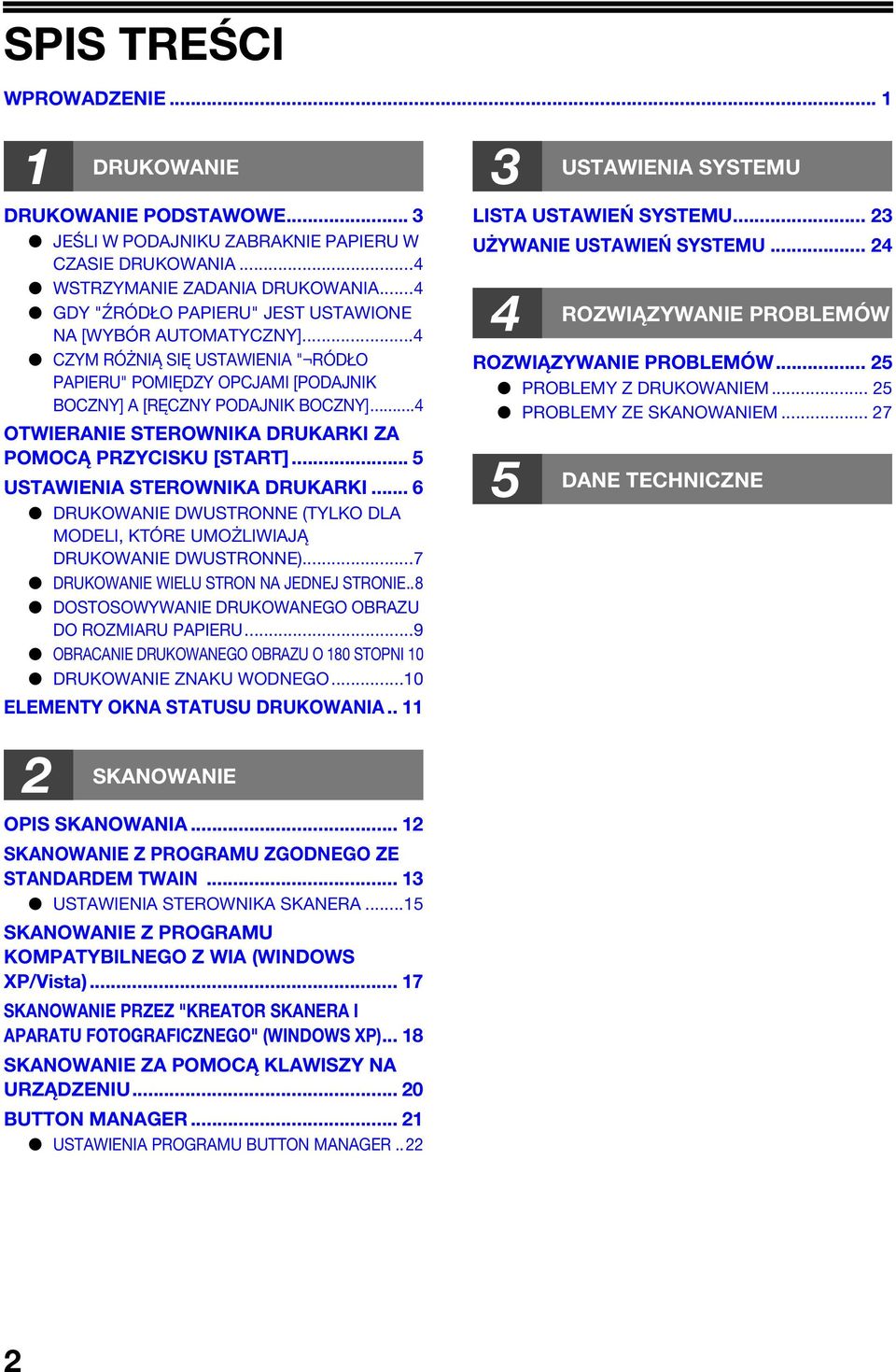 ..4 OTWIERANIE STEROWNIKA DRUKARKI ZA POMOCĄ PRZYCISKU [START]... 5 USTAWIENIA STEROWNIKA DRUKARKI... 6 DRUKOWANIE DWUSTRONNE (TYLKO DLA MODELI, KTÓRE UMOŻLIWIAJĄ DRUKOWANIE DWUSTRONNE).