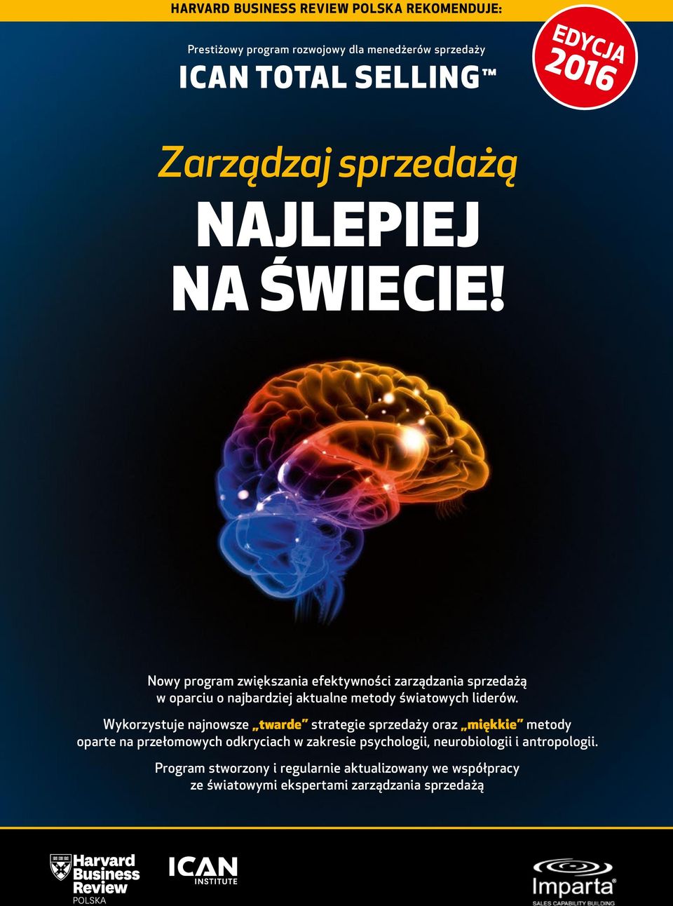 Nowy program zwiększania efektywności zarządzania sprzedażą w oparciu o najbardziej aktualne metody światowych liderów.