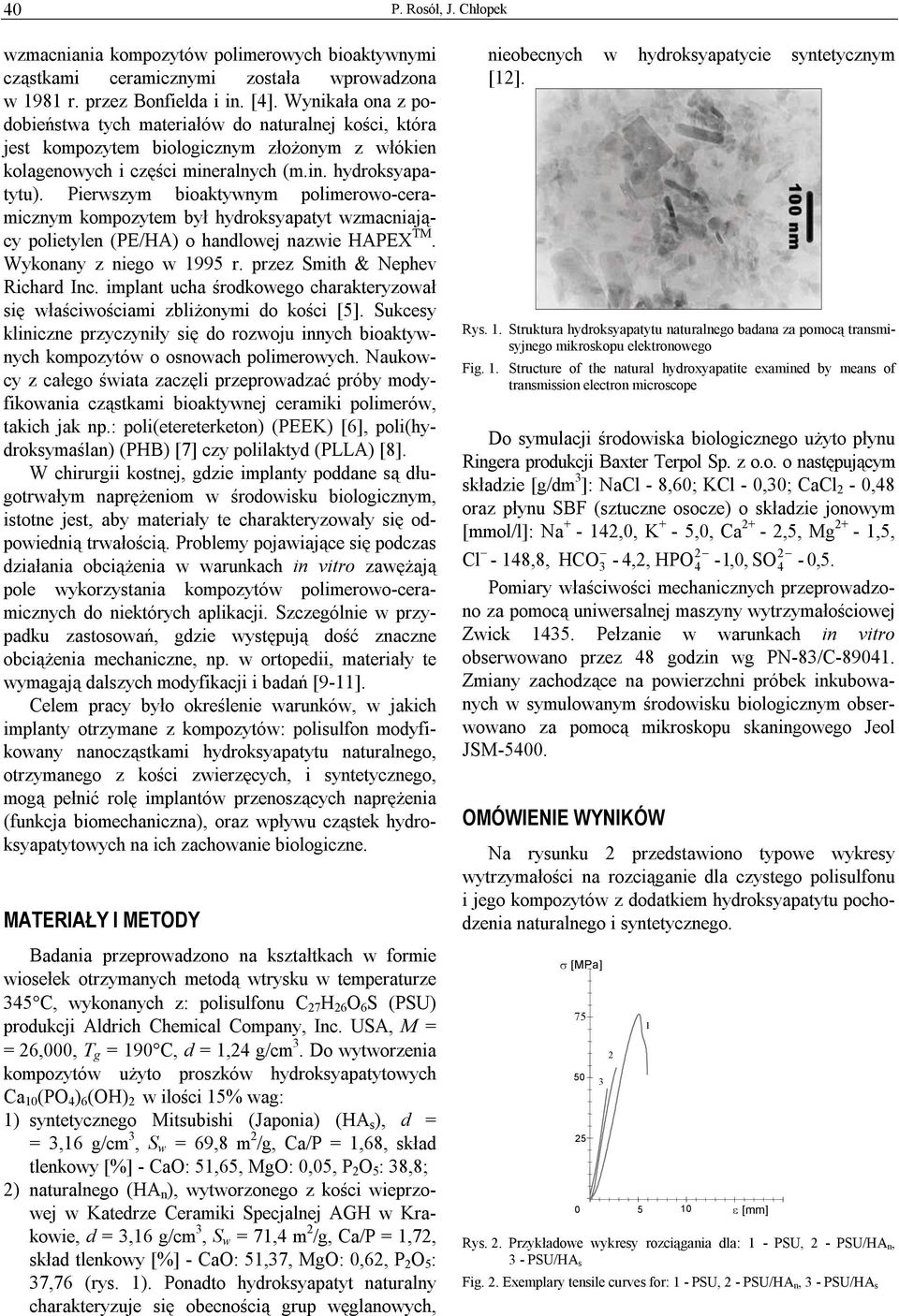 Pierwszym bioaktywnym polimerowo-ceramicznym kompozytem był hydroksyapatyt wzmacniający polietylen (PE/HA) o handlowej nazwie HAPEX TM. Wykonany z niego w 1995 r. przez Smith & Nephev Richard Inc.