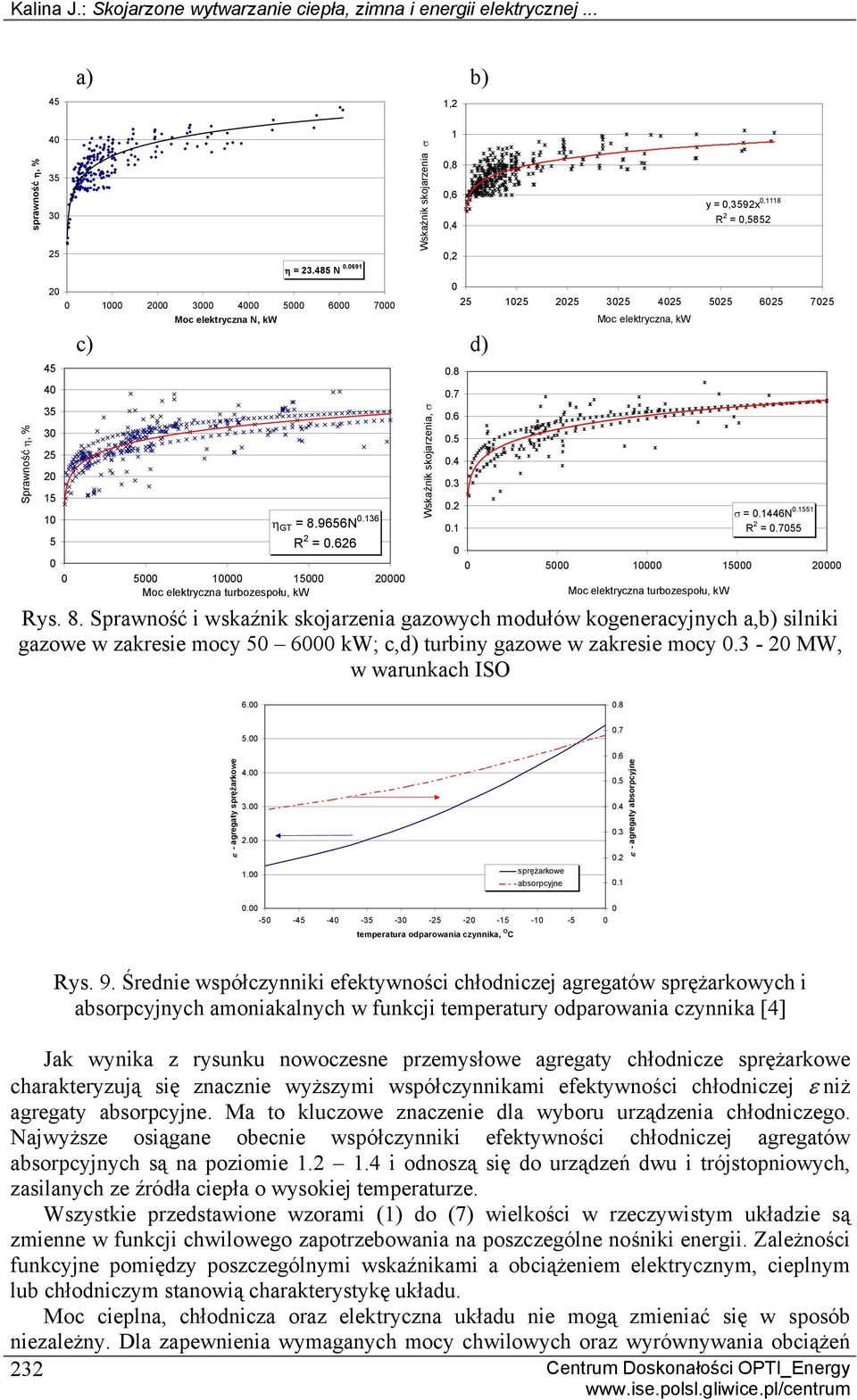 626 0 5000 10000 15000 20000 Moc elektryczna turbozespołu, kw Wskaźnik skojarzenia σ Wskaźnik skojarzenia, σ 1 0,8 0,6 0,4 0,2 y = 0,3592x 0,1118 R 2 = 0,5852 0 25 1025 2025 3025 4025 5025 6025 7025