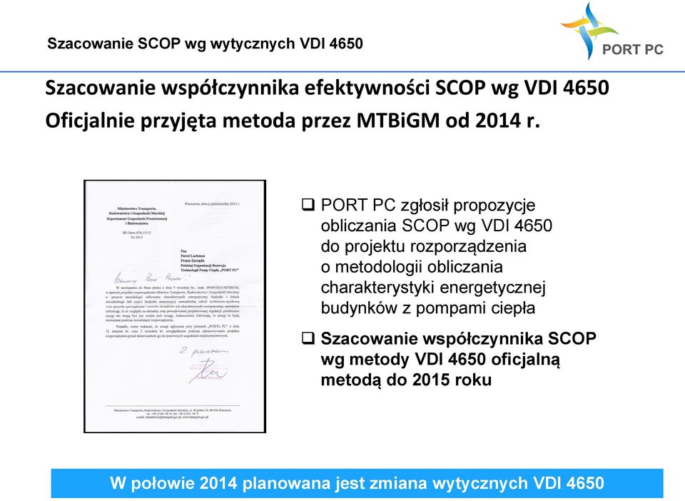 PORT PC zgłosił propozycje obliczania SCOP wg VDI 4650 do projektu rozporządzenia o metodologii
