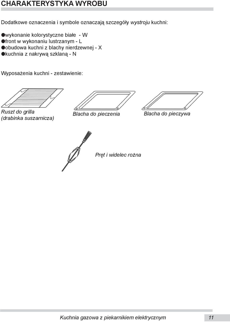 kuchnia z nakrywą szklaną - N Wyposażenia kuchni - zestawienie: Ruszt do grilla (drabinka