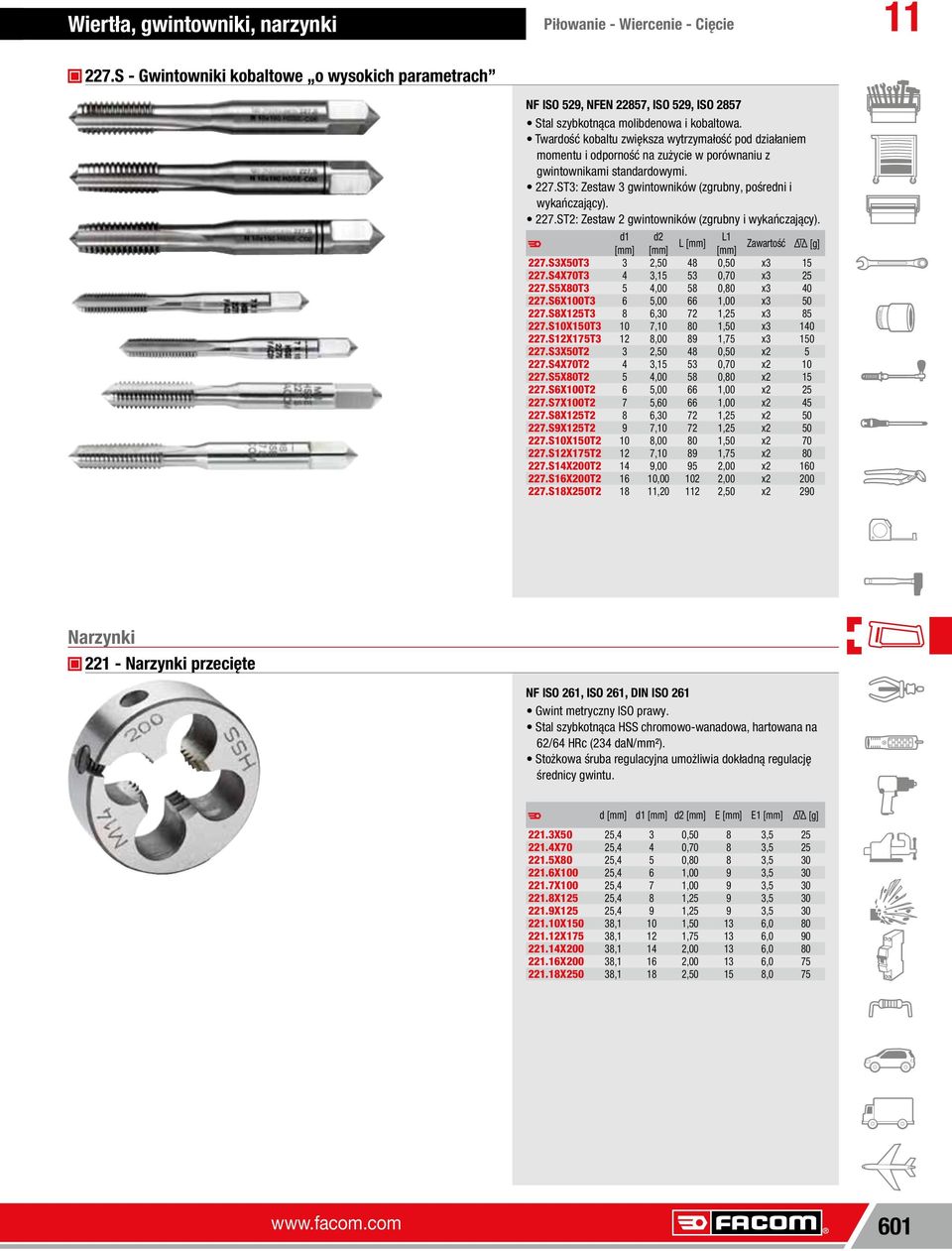 d1 d2 L [mm] [mm] [mm] [mm] Zawartość [g] 227.S3X50T3 3 2,50 48 0,50 x3 15 227.S4X70T3 4 3,15 53 0,70 x3 25 227.S5X80T3 5 4,00 58 0,80 x3 40 227.S6X100T3 6 5,00 66 1,00 x3 50 227.