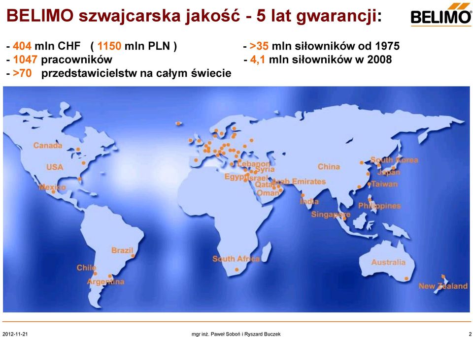 - 4,1 mln siłowników w 2008 - >70 przedstawicielstw na całym