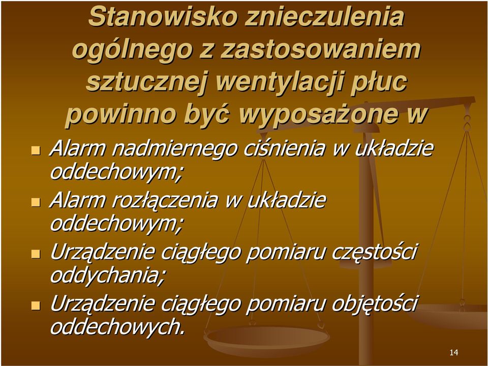 oddechowym; Alarm rozłączenia w układzie oddechowym; Urządzenie ciągłego