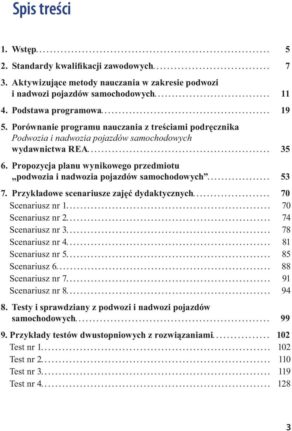 Propozycja planu wynikowego przedmiotu podwozia i nadwozia pojazdów samochodowych 53 7.