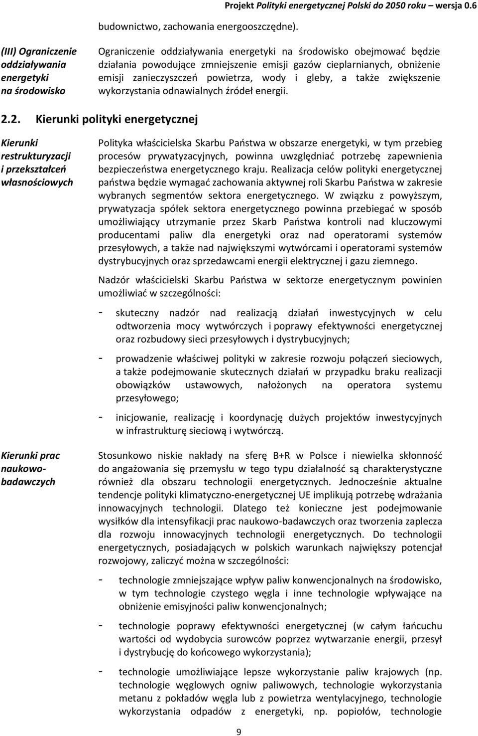 obniżenie emisji zanieczyszczeń powietrza, wody i gleby, a także zwiększenie wykorzystania odnawialnych źródeł energii. 2.