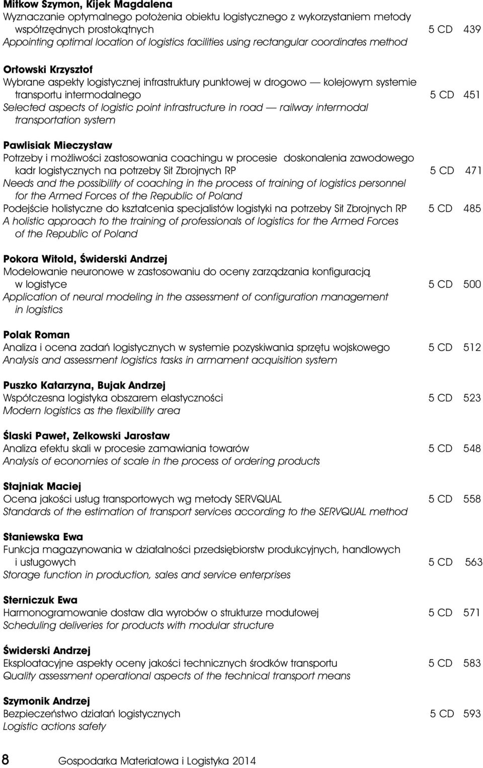 logistic point infrastructure in road railway intermodal transportation system Pawlisiak Mieczysław Potrzeby i możliwości zastosowania coachingu w procesie doskonalenia zawodowego kadr logistycznych