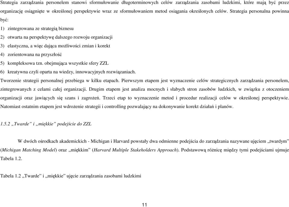 Strategia personalna powinna być: 1) zintegrowana ze strategią biznesu 2) otwarta na perspektywę dalszego rozwoju organizacji 3) elastyczna, a więc dająca moŝliwości zmian i korekt 4) zorientowana na