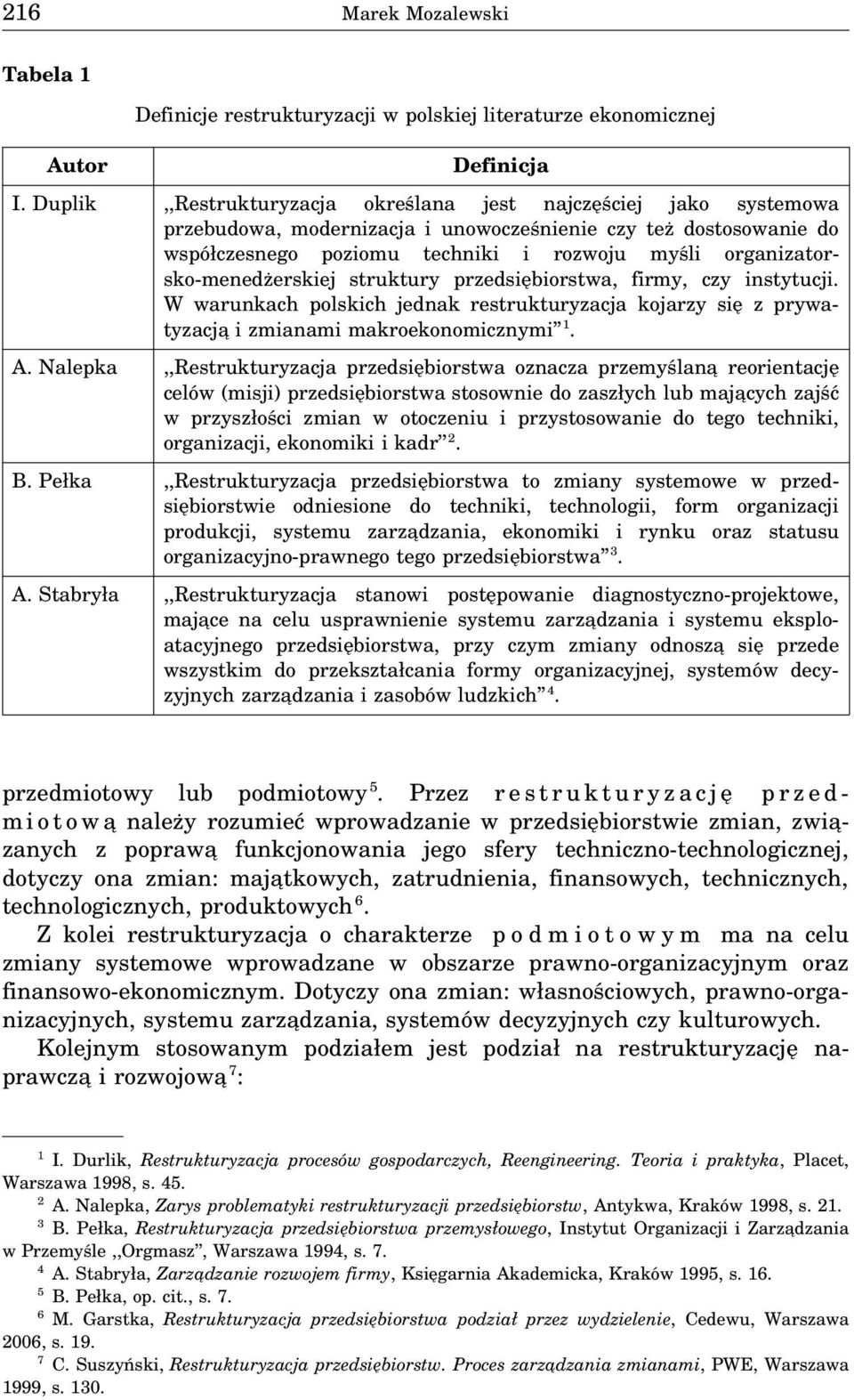 organizatorsko-menedżerskiej struktury przedsiębiorstwa, firmy, czy instytucji. W warunkach polskich jednak restrukturyzacja kojarzy się z prywatyzacja i zmianami makroekonomicznymi 1. A.