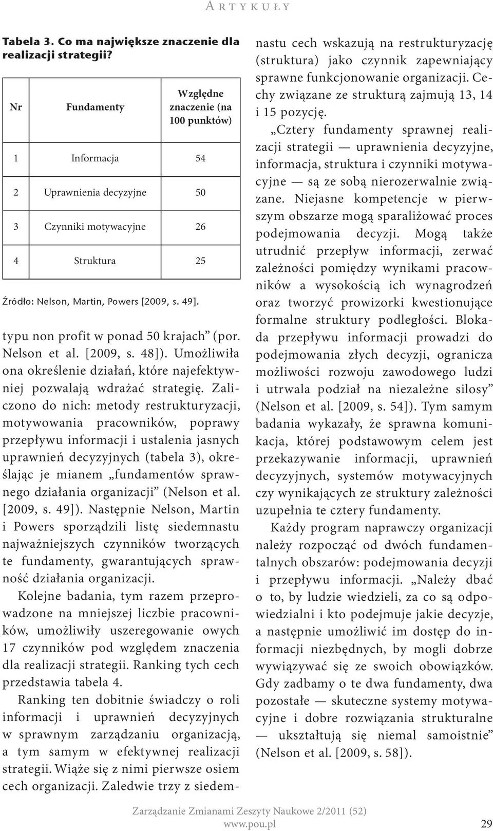 typu non profit w ponad 50 krajach (por. Nelson et al. [2009, s. 48]). Umożliwiła ona określenie działań, które najefektywniej pozwalają wdrażać strategię.