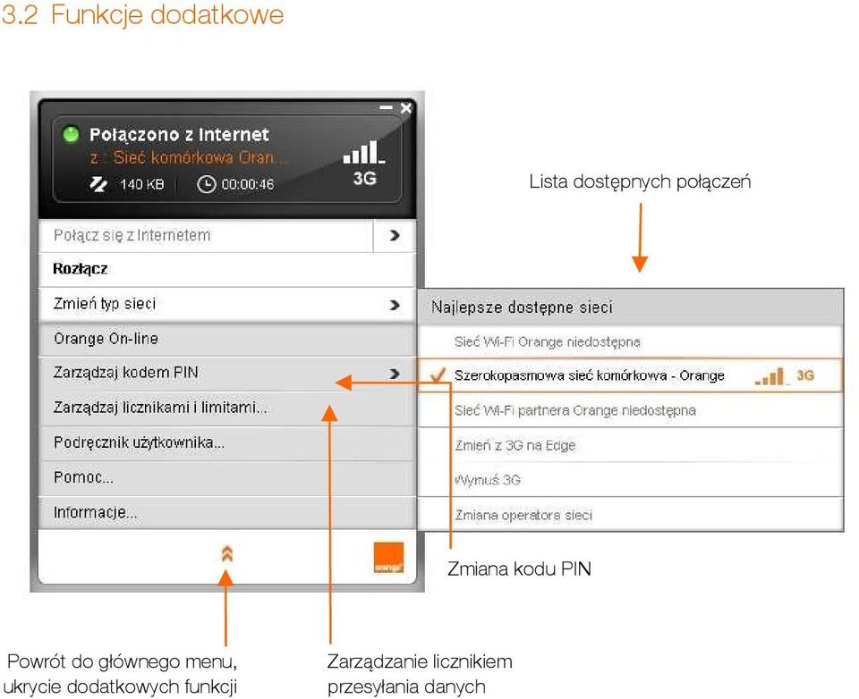 głównego menu, ukrycie dodatkowych