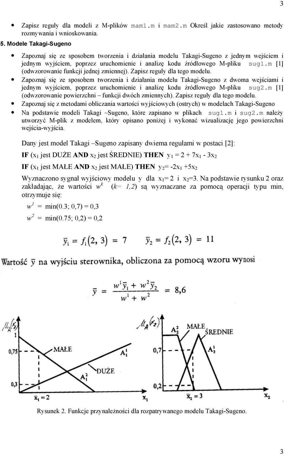 m [] (odwzorowanie funkcji jednej zmiennej). Zapisz reguły dla tego modelu.