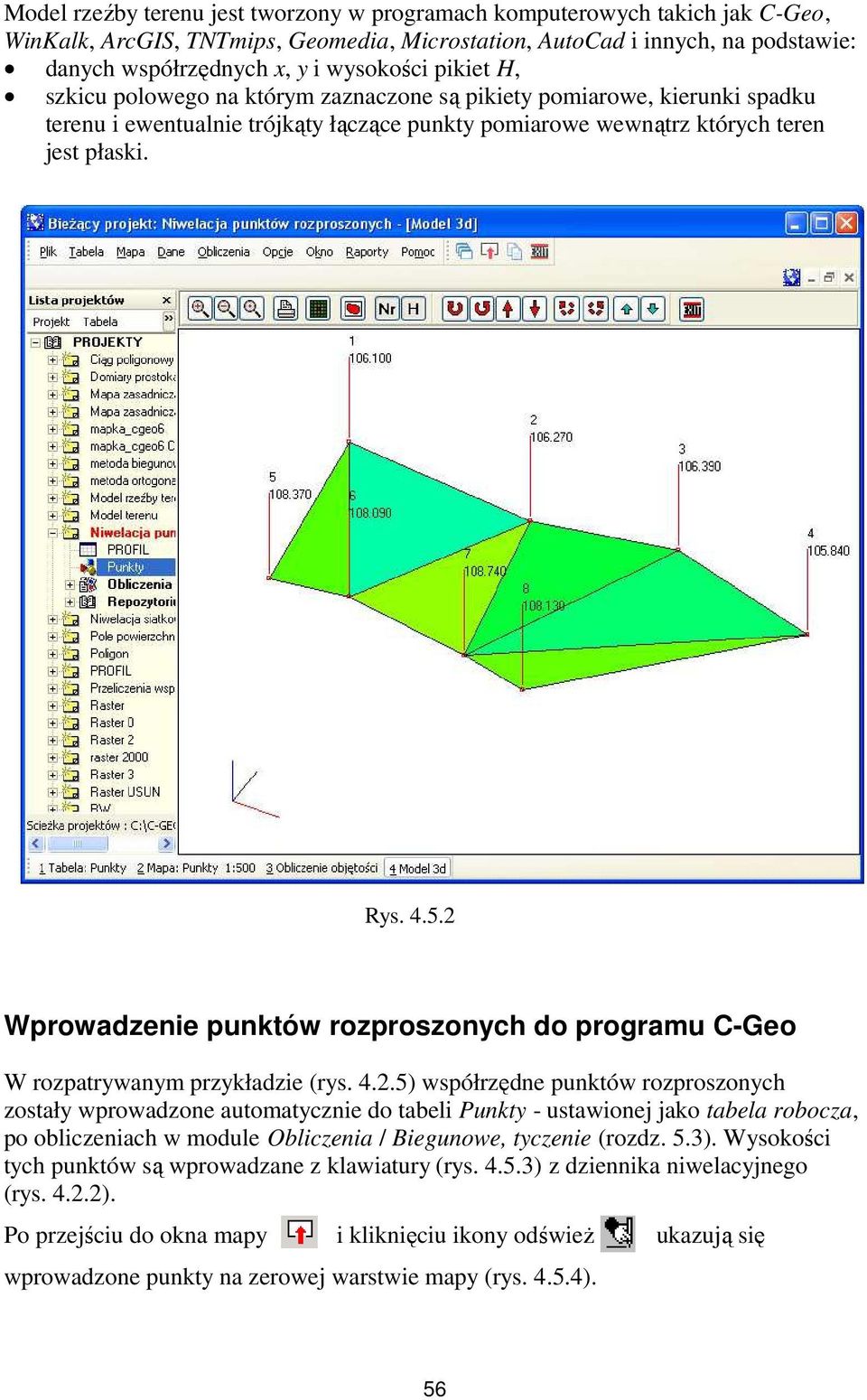 Wprowadzenie punktów rozproszonych do programu C-Geo W rozpatrywanym przykładzie (rys. 4.