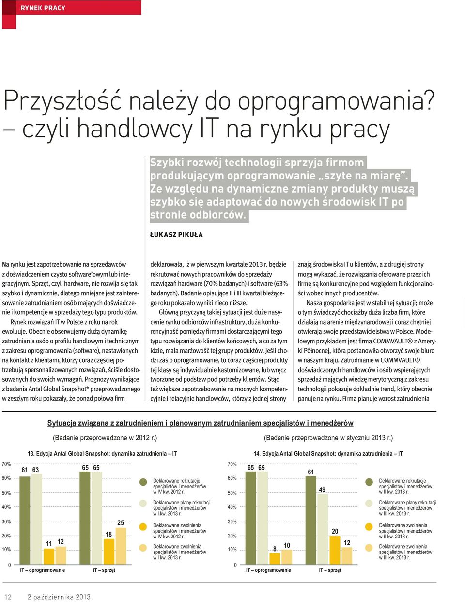 ŁUKASZ PIKUŁA Na rynku jest zapotrzebowanie na sprzedawców z doświadczeniem czysto software owym lub integracyjnym.