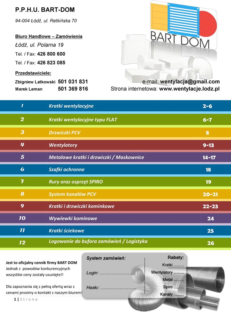 pl 1 Kratki wentylacyjne 2-6 2 Kratki wentylacyjne typu FLAT 6-7 3 Drzwiczki PCV 8 4 Wentylatory 9-13 5 Metalowe kratki i drzwiczki / Maskownice 14-17 6 Szafki ochronne 18 7 Rury oraz osprzęt SPIRO