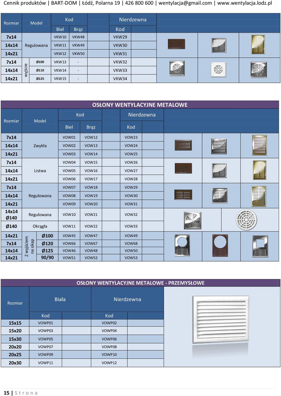 VOW01 VOW12 VOW23 14x14 Zwykła VOW02 VOW13 VOW24 14x21 VOW03 VOW14 VOW25 7x14 VOW04 VOW15 VOW26 14x14 Listwa VOW05 VOW16 VOW27 14x21 VOW06 VOW17 VOW28 7x14 VOW07 VOW18 VOW29 14x14 Regulowana VOW08