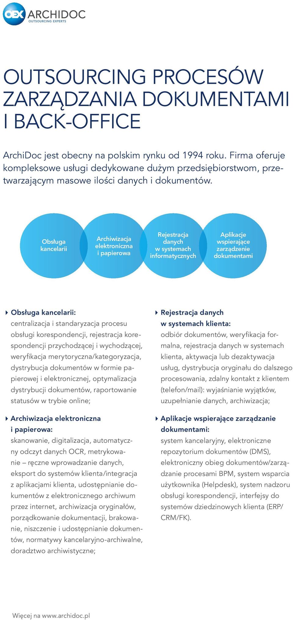 Obsługa kancelarii Archiwizacja elektroniczna i papierowa Rejestracja danych w systemach informatycznych Aplikacje wspierające zarządzenie dokumentami 4 Obsługa kancelarii: centralizacja i