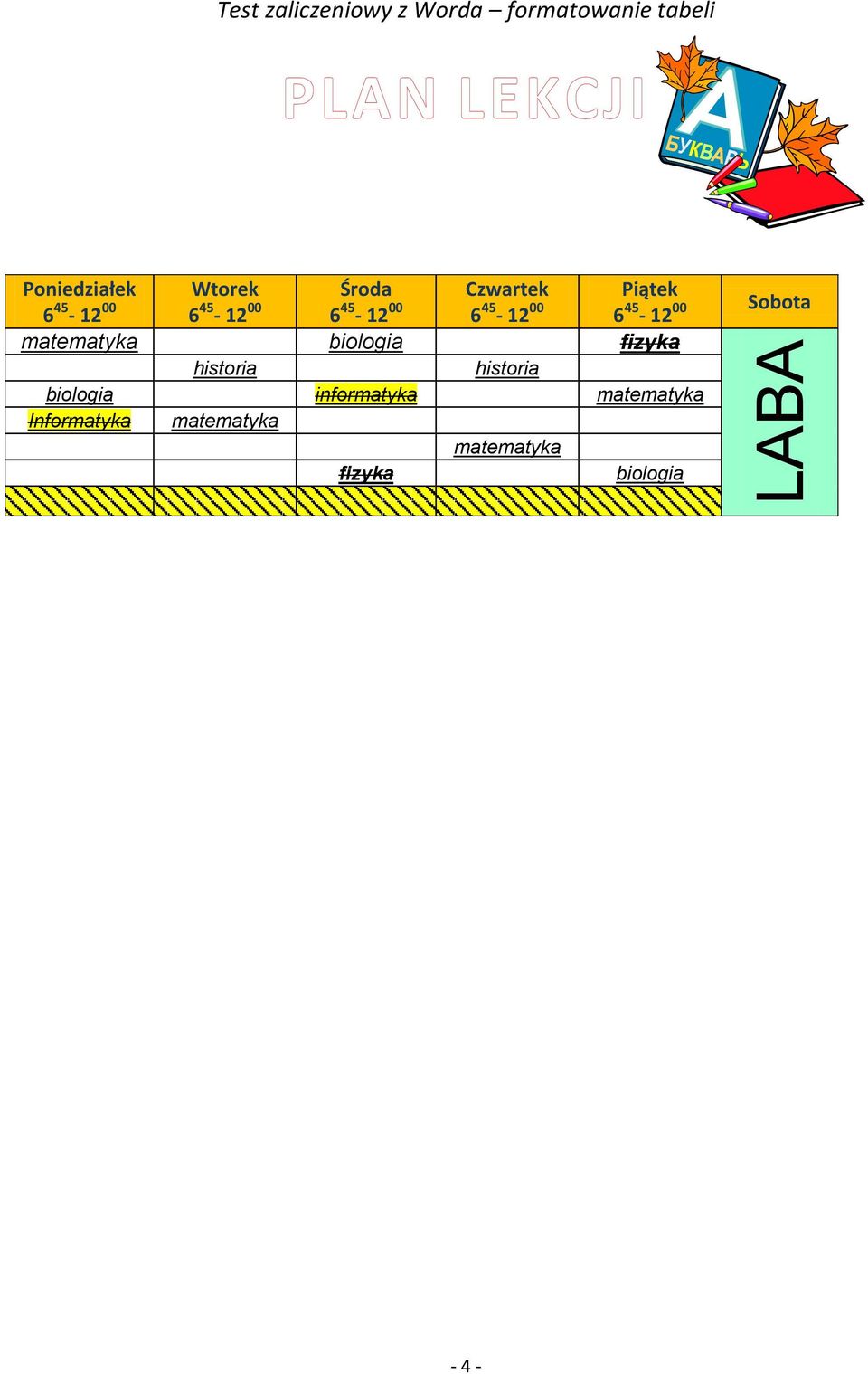 45-12 00 Sobota matematyka biologia fizyka historia historia biologia