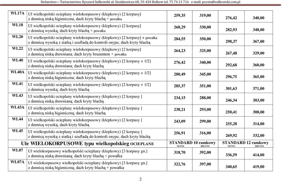 powałka WL40 Ul wielkopolski ocieplany wielokorpusowy (klepkowy) [2 korpusy + 1/2] z dennicą niską drewniana; dach kryty blachą WL40A Ul wielkopolski ocieplany wielokorpusowy (klepkowy) [2 korpusy +