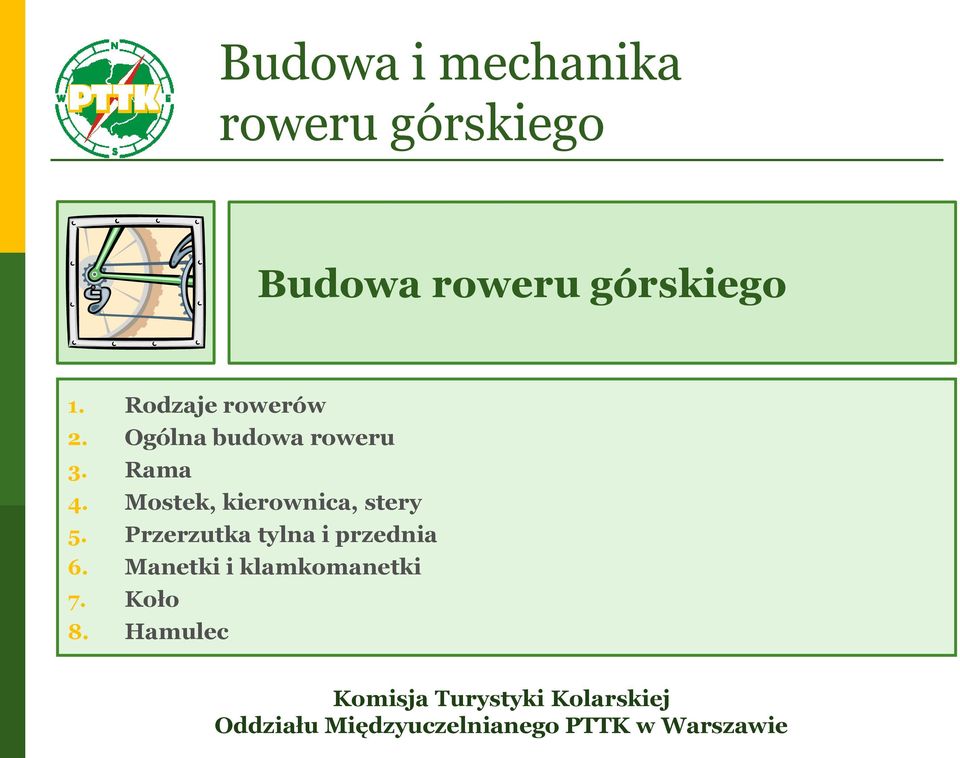 Ogólna budowa roweru 3. Rama 4.