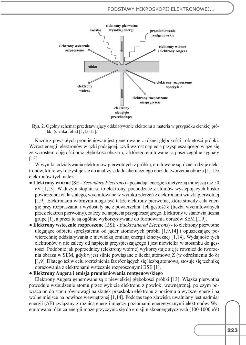 Wzrost energii elektronów wiązki padającej, czyli wzrost napięcia przyspieszającego wiąże się ze wzrostem objętości oraz głębokość obszaru, z którego emitowane są poszczególne sygnały [13].