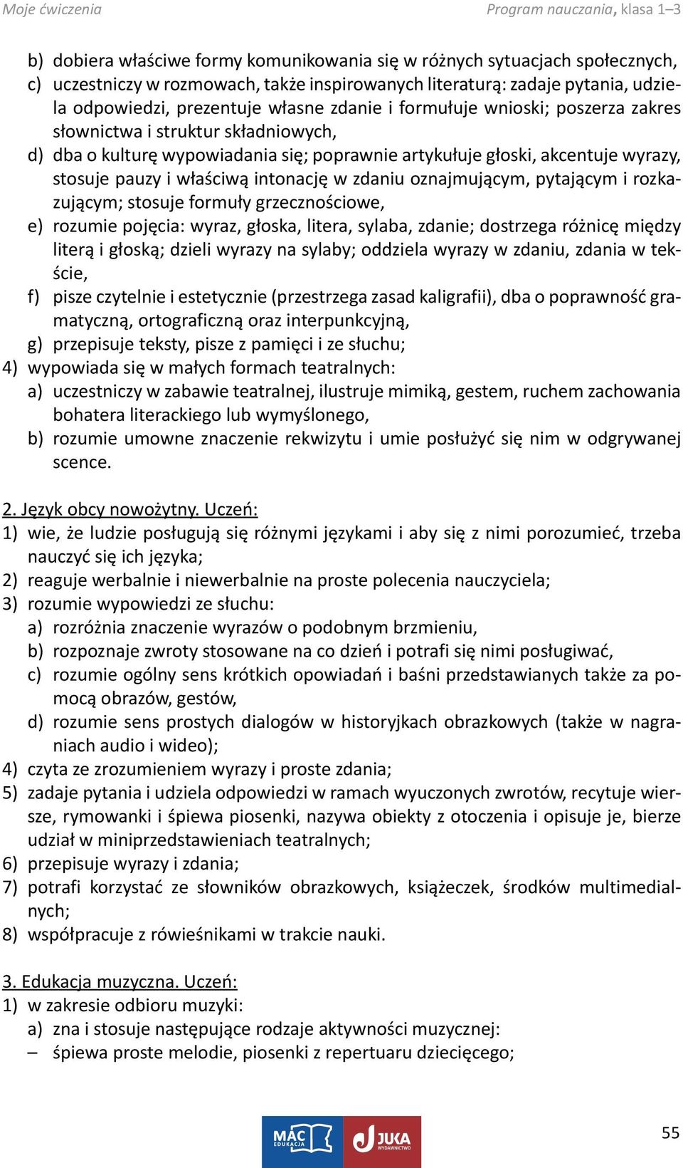 oznajmującym, pytającym i rozkazującym; stosuje formuły grzecznościowe, e) rozumie pojęcia: wyraz, głoska, litera, sylaba, zdanie; dostrzega różnicę między literą i głoską; dzieli wyrazy na sylaby;