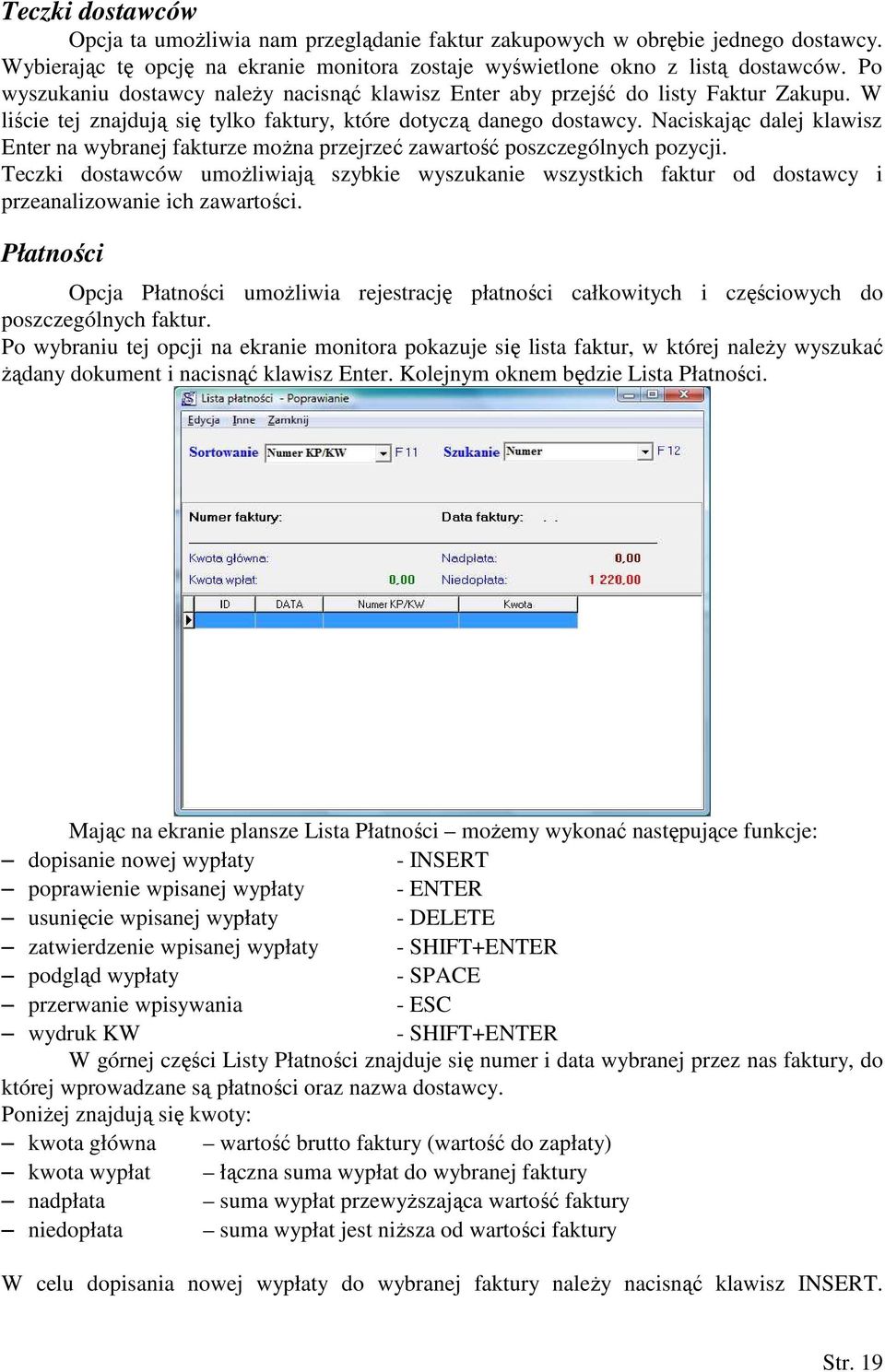 Naciskając dalej klawisz Enter na wybranej fakturze można przejrzeć zawartość poszczególnych pozycji.