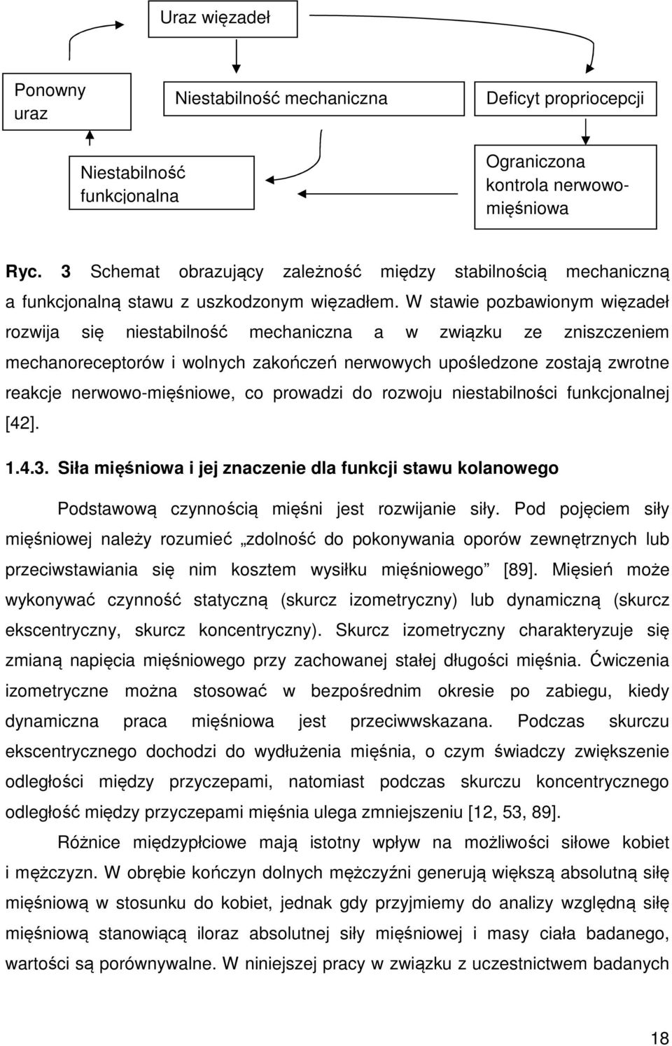 W stawie pozbawionym więzadeł rozwija się niestabilność mechaniczna a w związku ze zniszczeniem mechanoreceptorów i wolnych zakończeń nerwowych upośledzone zostają zwrotne reakcje nerwowo-mięśniowe,