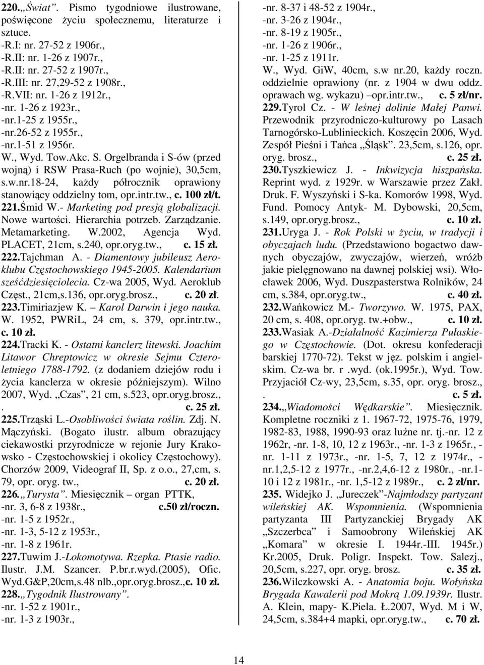 w.nr.18-24, kady półrocznik oprawiony stanowicy oddzielny tom, opr.intr.tw., c. 100 zł/t. 221.mid W.- Marketing pod presj globalizacji. Nowe wartoci. Hierarchia potrzeb. Zarzdzanie. Metamarketing. W.2002, Agencja Wyd.