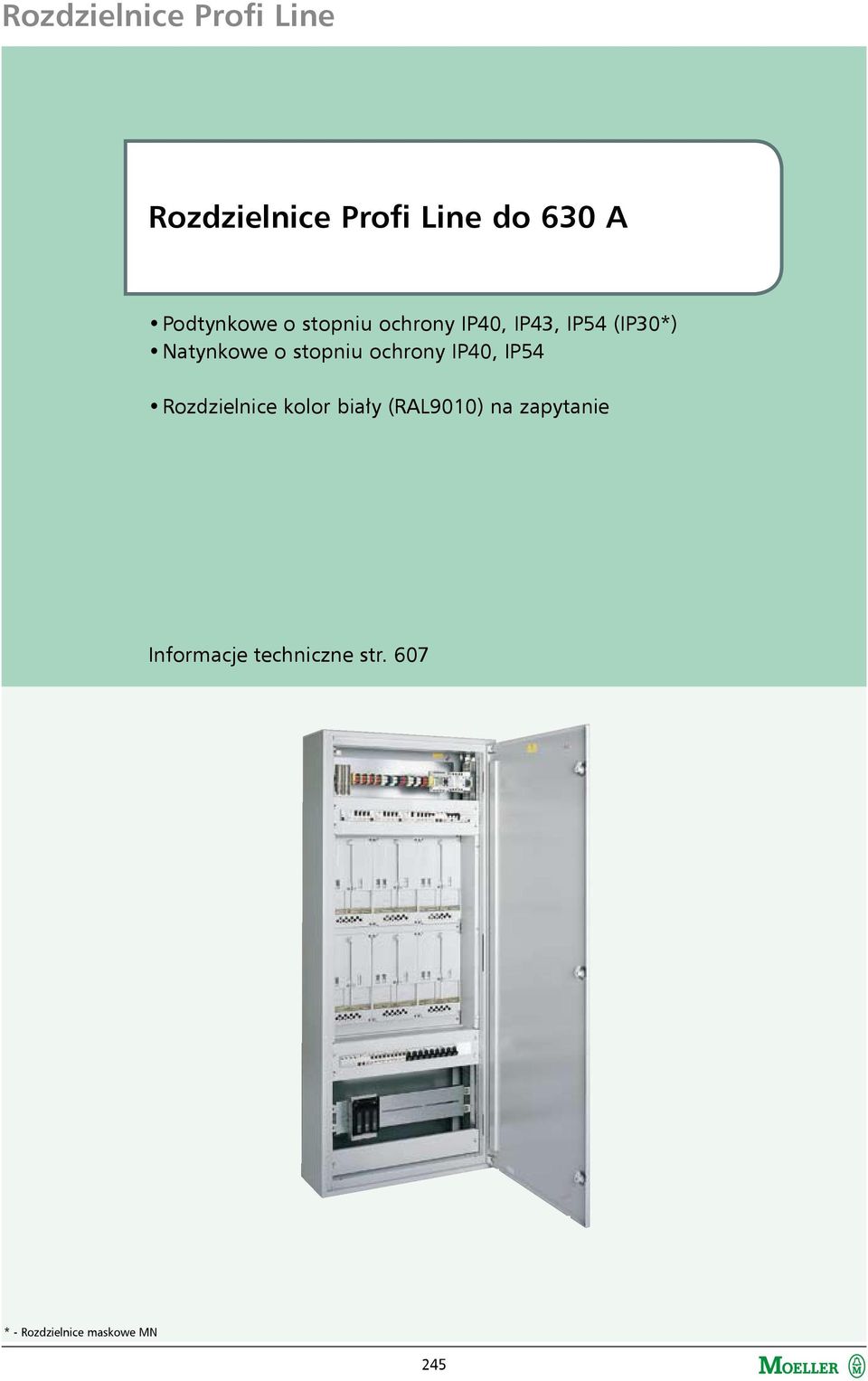 ochrony IP40, IP54 Rozdzielnice kolor biały (RAL9010) na