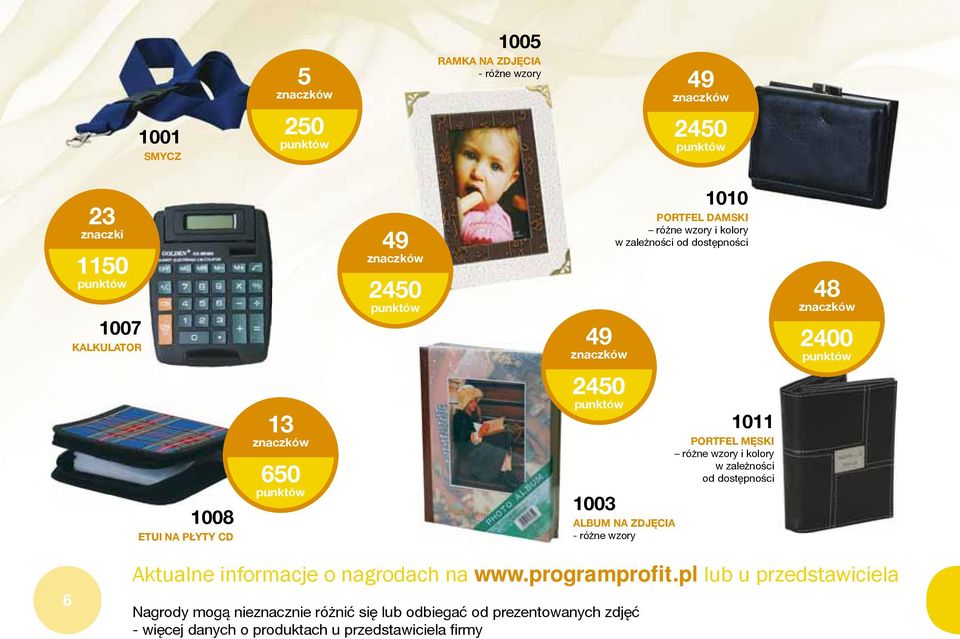 PORTFEL MĘSKI różne wzory i kolory w zależności od dostępności 6 Aktualne informacje o nagrodach na www.programprofit.