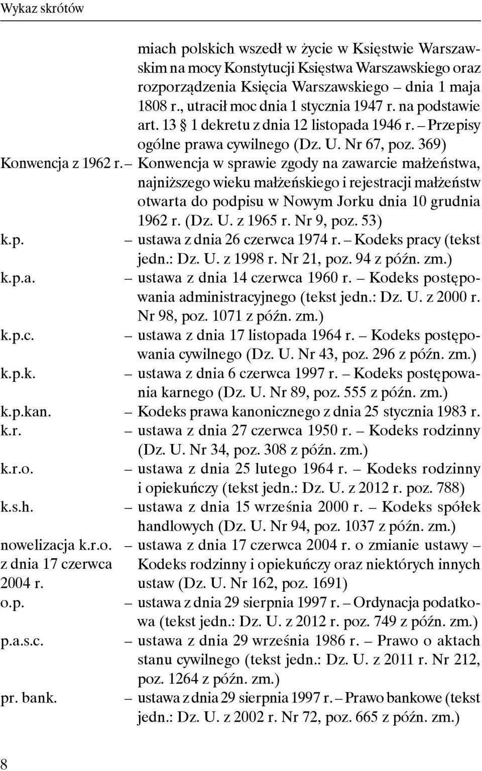 Konwencja w sprawie zgody na zawarcie małżeństwa, najniższego wieku małżeńskiego i rejestracji małżeństw otwarta do podpisu w Nowym Jorku dnia 10 grudnia 1962 r. (Dz. U. z 1965 r. Nr 9, poz. 53) k.p. ustawa z dnia 26 czerwca 1974 r.