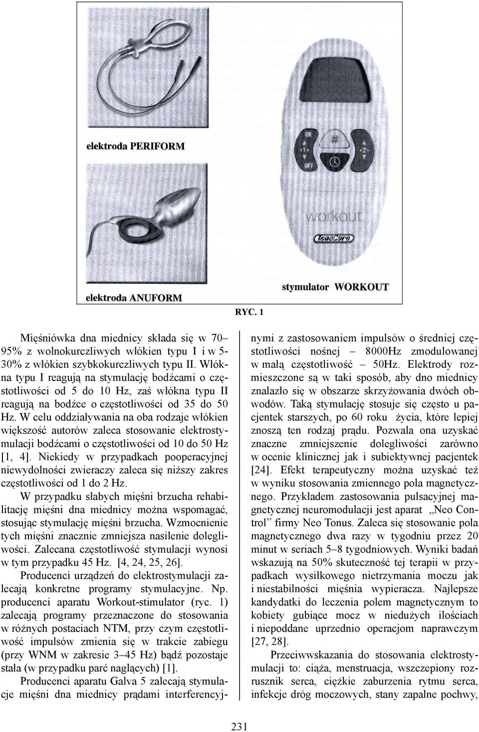 W celu oddziaływania na oba rodzaje włókien większość autorów zaleca stosowanie elektrostymulacji bodźcami o częstotliwości od 10 do 50 Hz [1, 4].