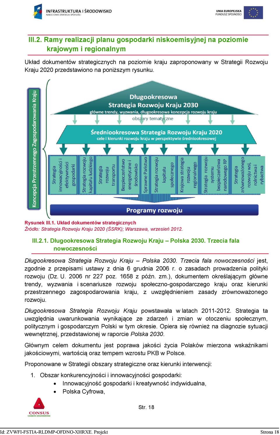 poniższym rysunku. Rysunek III.1. Układ dokumentów strategicznych Źródło: Strategia Rozwoju Kraju 2020 (ŚSRK); Warszawa, wrzesień 2012. 1. Długookresowa Strategia Rozwoju Kraju Polska 2030.