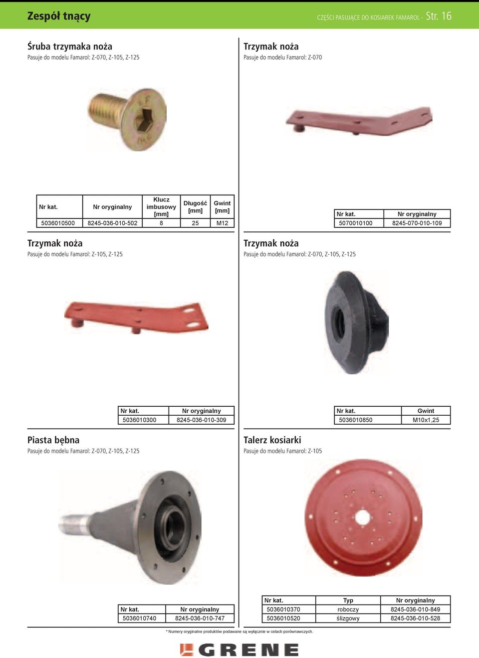 Trzymak.noża. Pasuje do modelu Famarol: Z-070, Z-105, Z-125 5070010100 8245-070-010-109.Piasta.bębna.