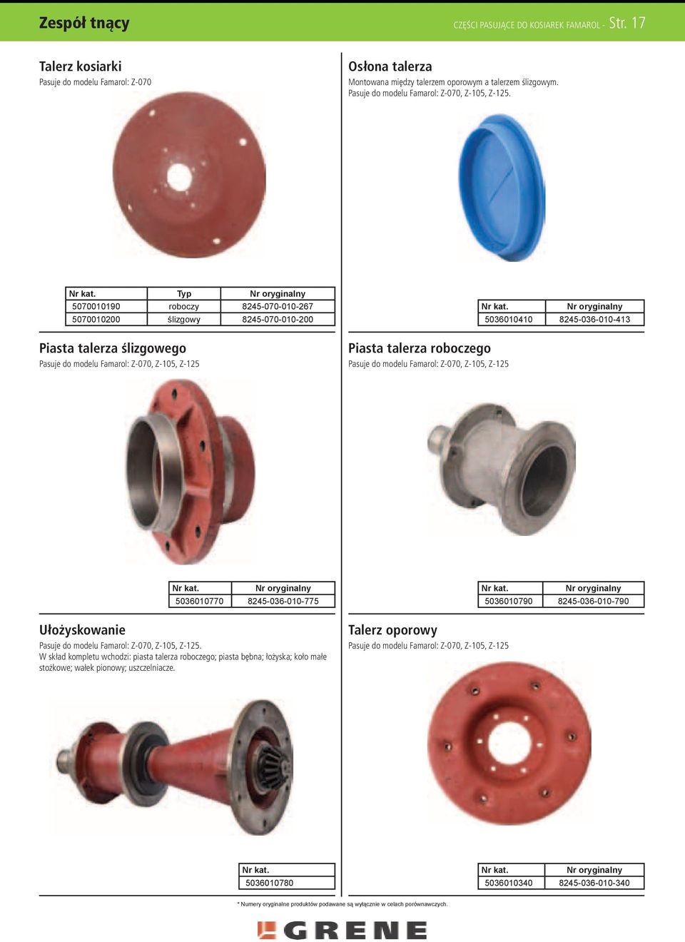 Pasuje do modelu Famarol: Z-070, Z-105, Z-125.Piasta.talerza.roboczego. Pasuje do modelu Famarol: Z-070, Z-105, Z-125 5036010410 8245-036-010-413 5036010770 8245-036-010-775.Ułożyskowanie.
