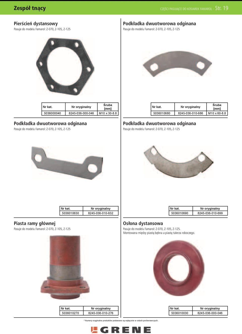 Pasuje do modelu Famarol: Z-070, Z-105, Z-125 Śruba 5036010680 8245-036-010-686 M10 x 60-8.8.Podkładka.dwuotworowa.odginana. Pasuje do modelu Famarol: Z-070, Z-105, Z-125.Piasta.ramy.