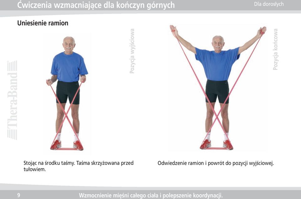 Taśma skrzyżowana przed tułowiem.