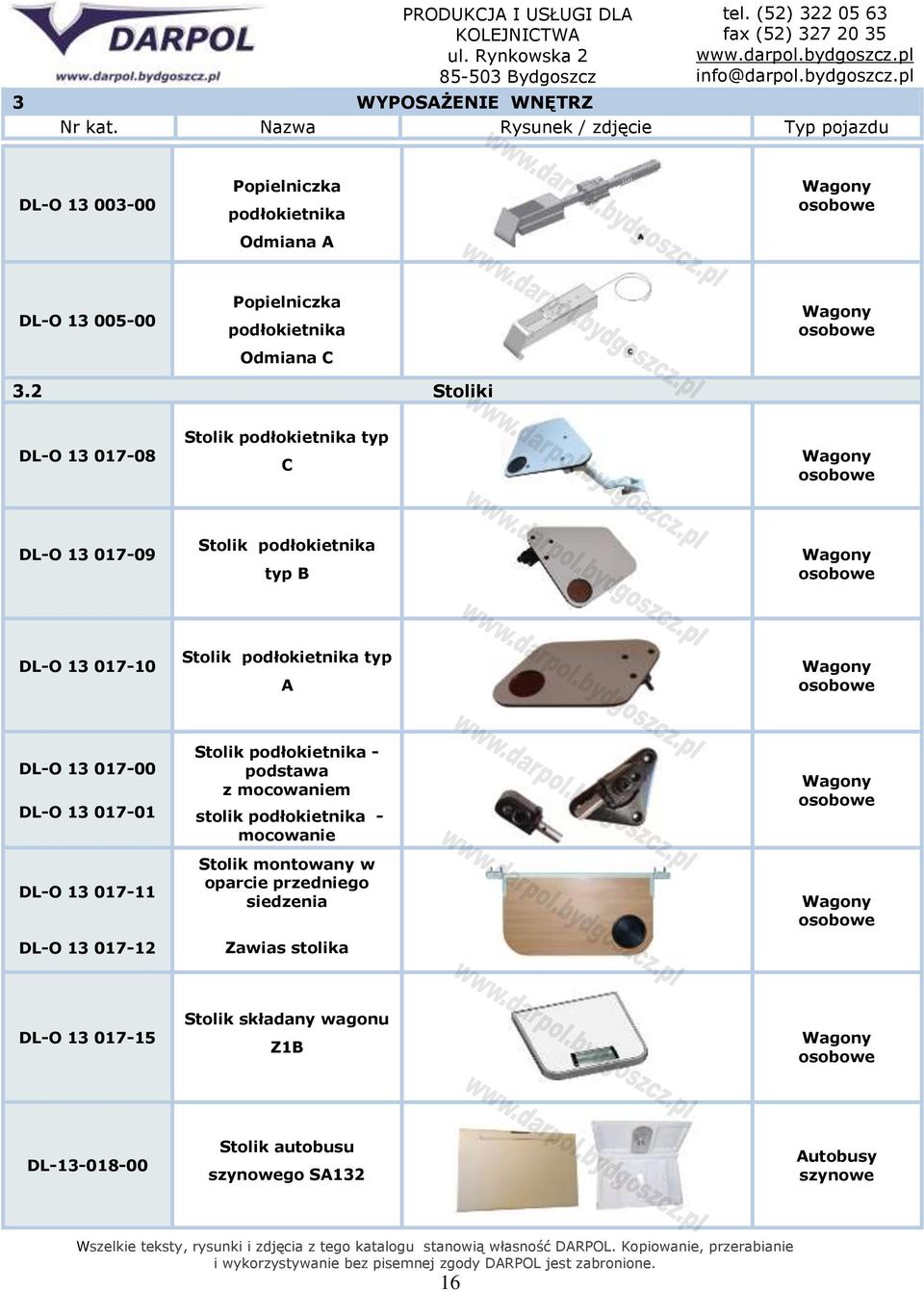 DL-O 13 017-00 DL-O 13 017-01 DL-O 13 017-11 DL-O 13 017-12 Stolik podłokietnika - podstawa z mocowaniem stolik podłokietnika -