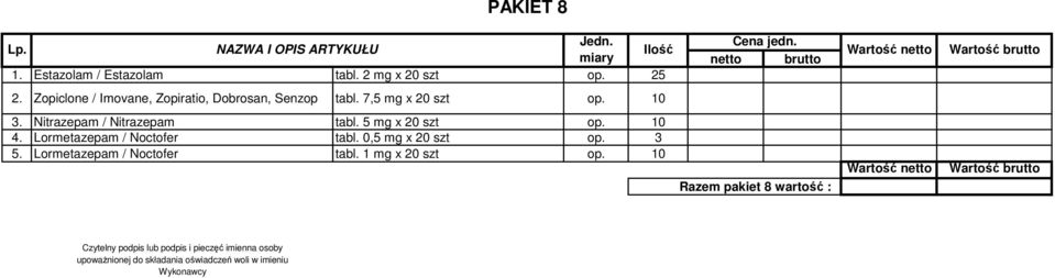 Nitrazepam / Nitrazepam tabl. 5 mg x 20 szt op. 10 4. Lormetazepam / Noctofer tabl.